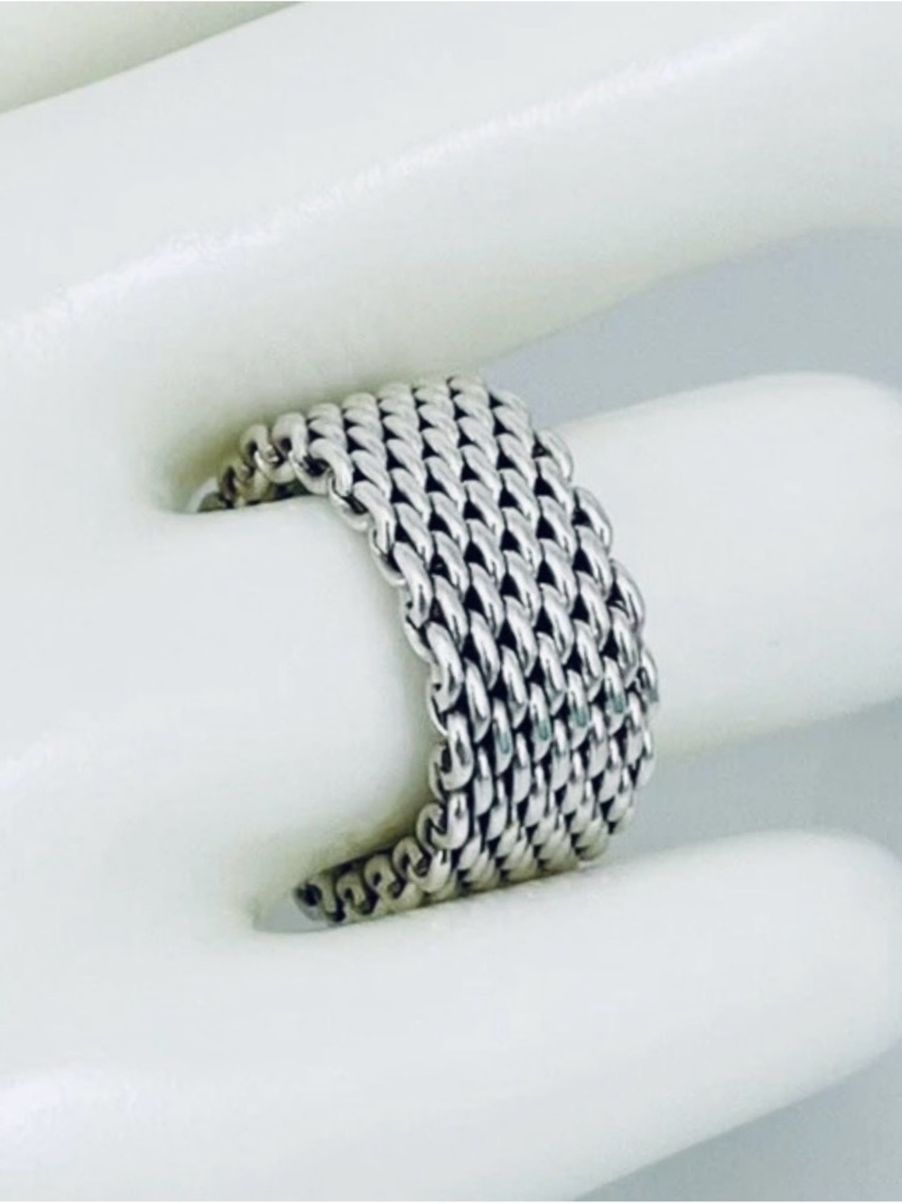 Tiffany & Co. AUTHENTIC Silver Mesh Ring Size 8